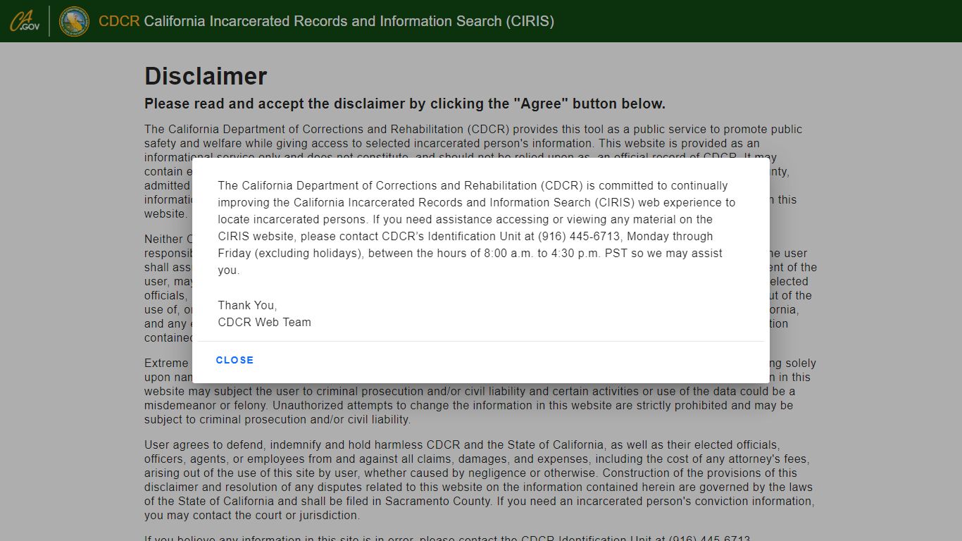 CDCR - CIRIS - California